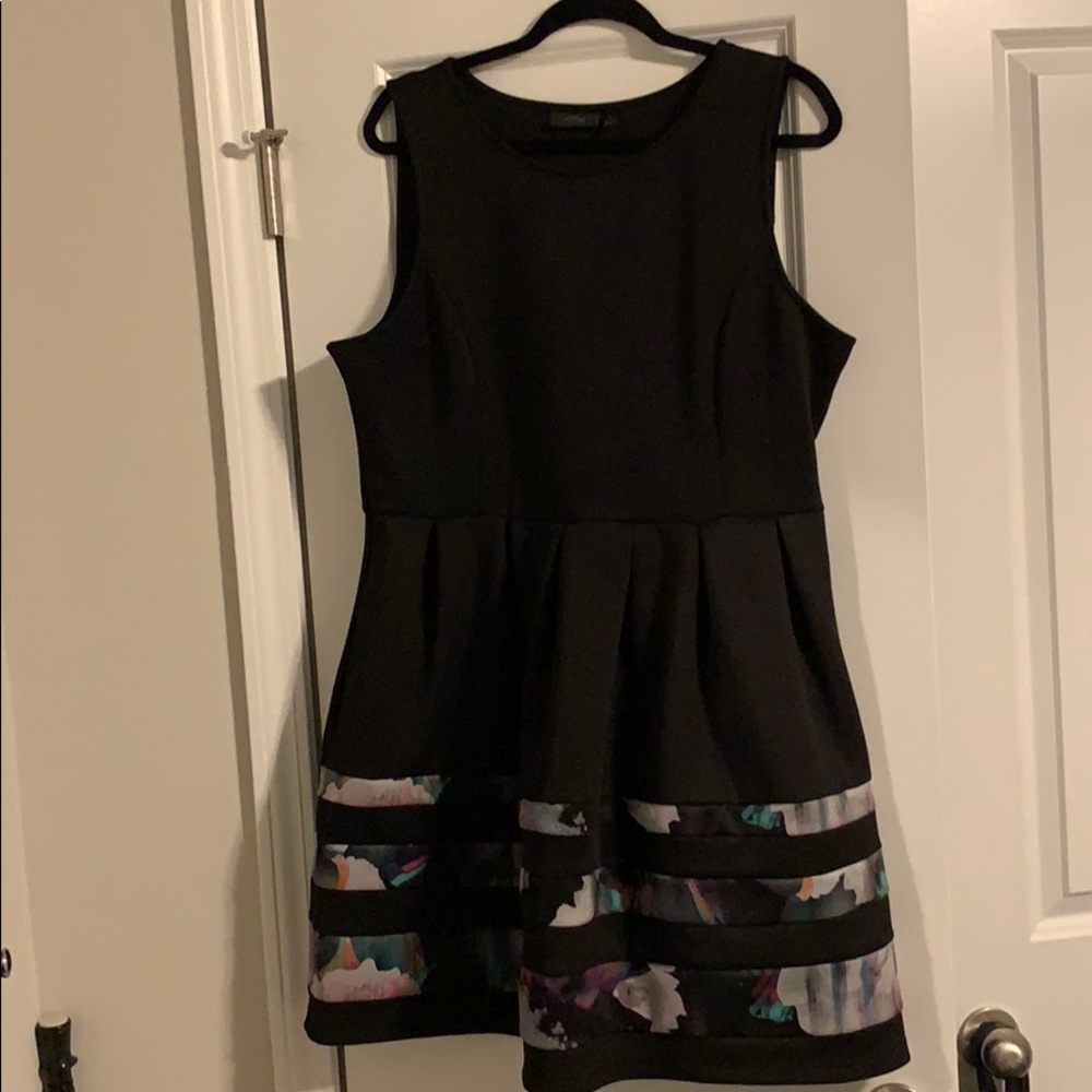 Black Cocktail Dress with Floral Stripping